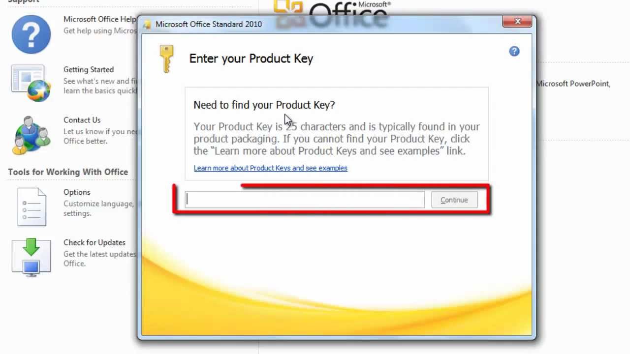 where to enter microsoft word product key for mac 2016